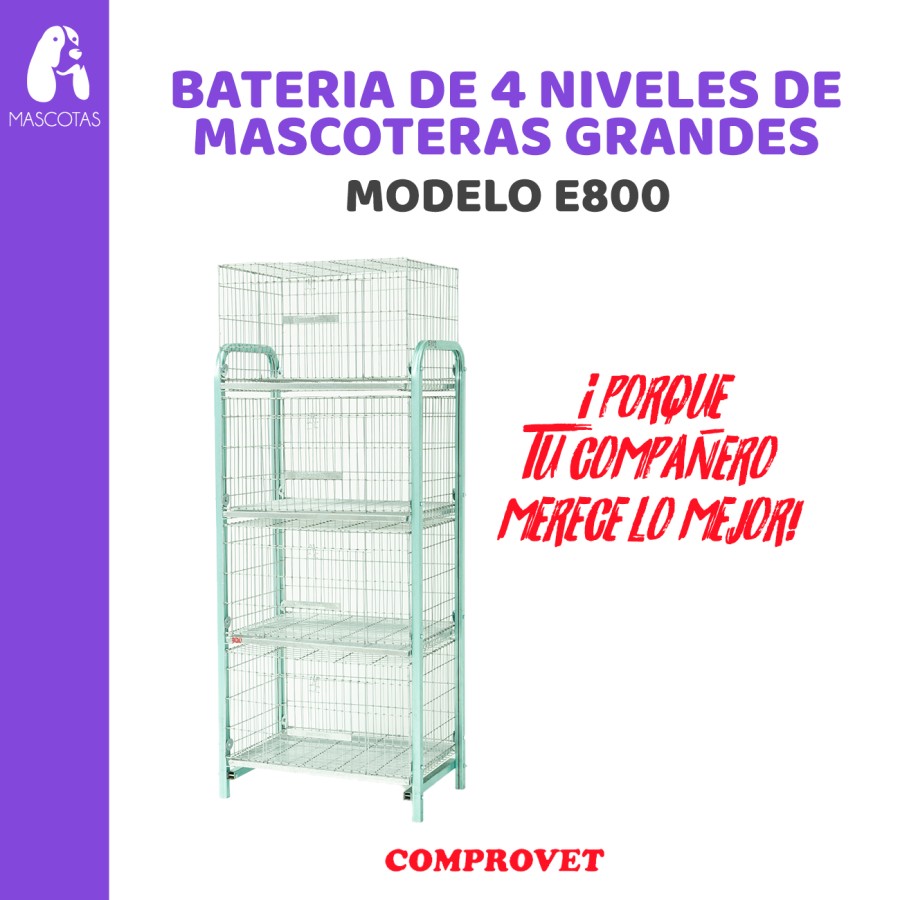 Batería de  4 niveles de mascoteras  grandes 