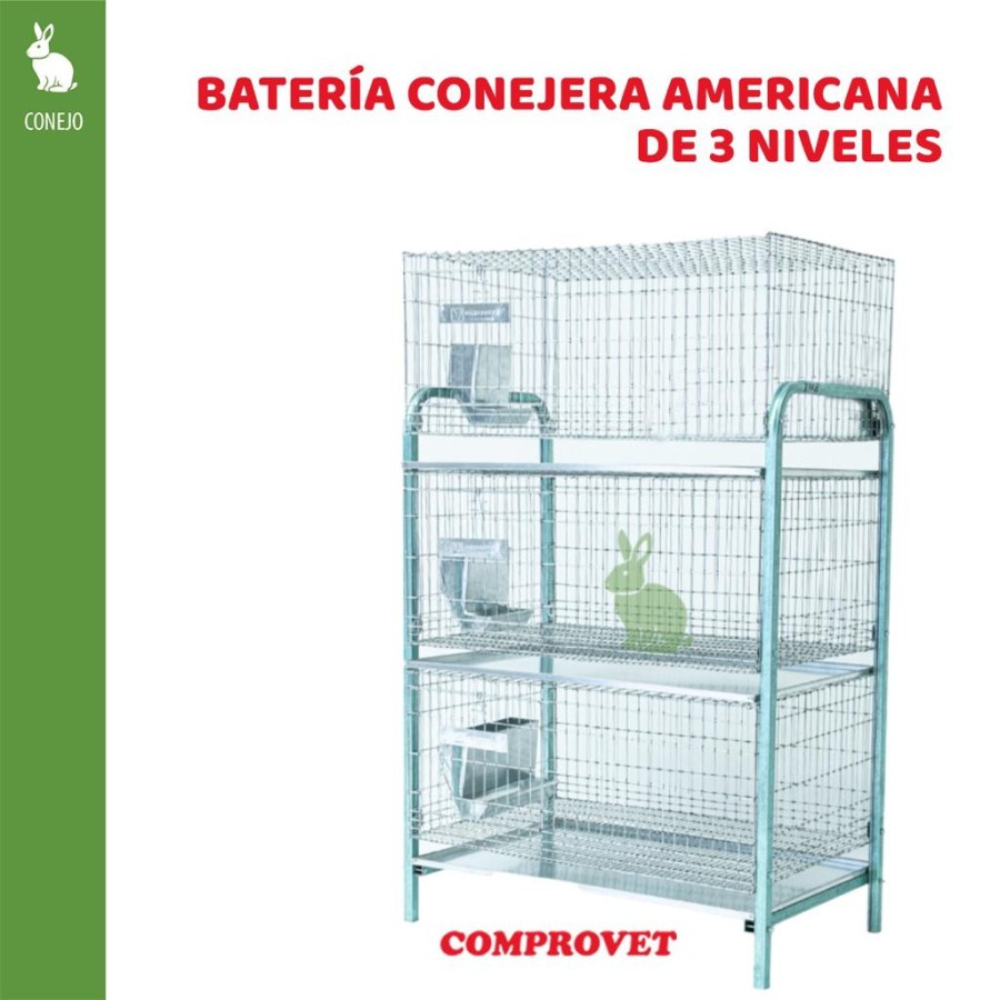 BaterÃ­a de Conejeras Americanas de 3 Niveles 