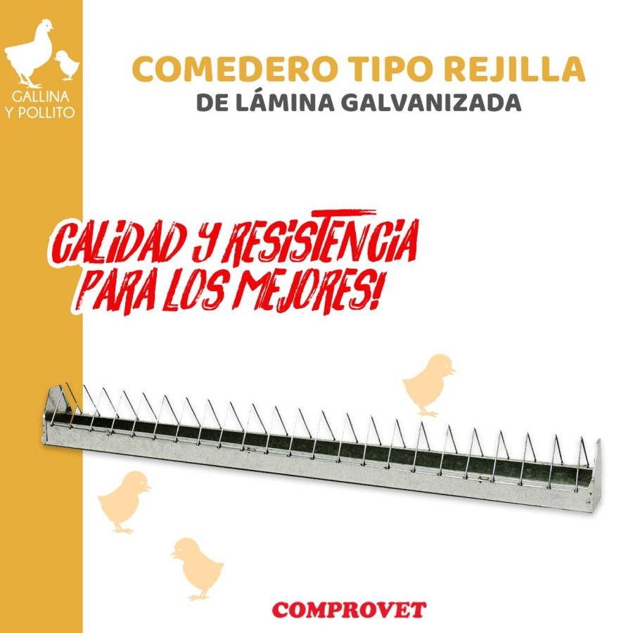 Comedero Tipo Rejilla de Lámina Galvanizada de 90 cm