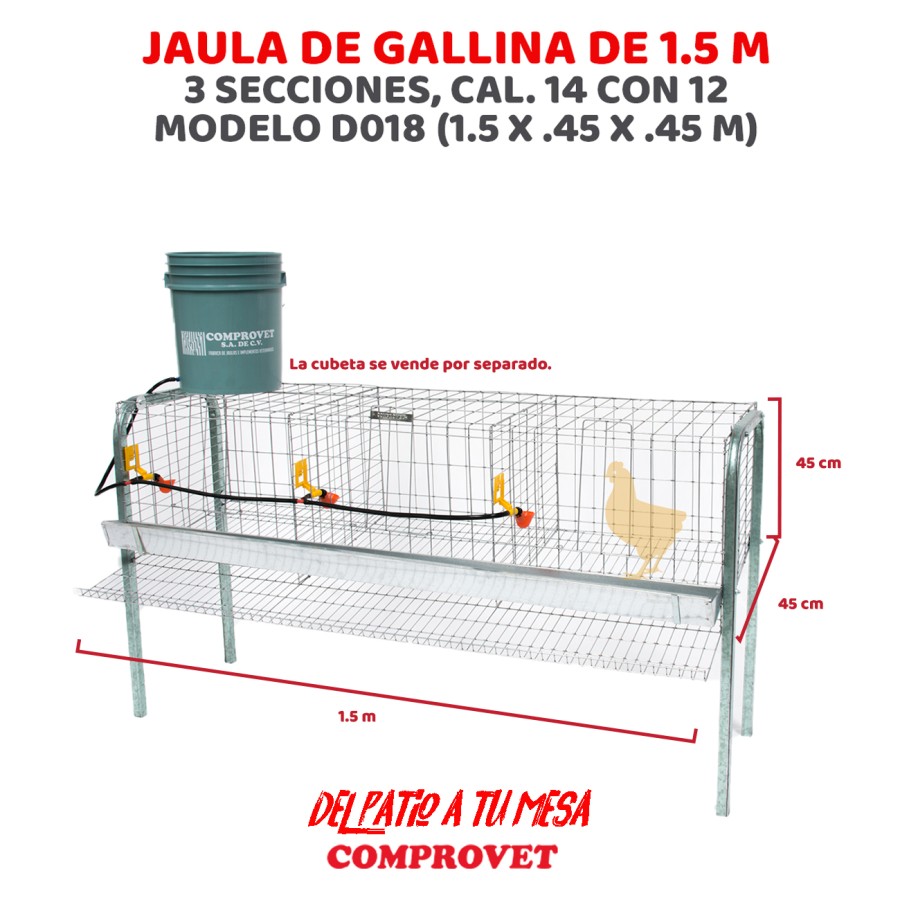 �BaterÃ­a de Gallina 1.5 m de 3 secciones, 1 Nivel