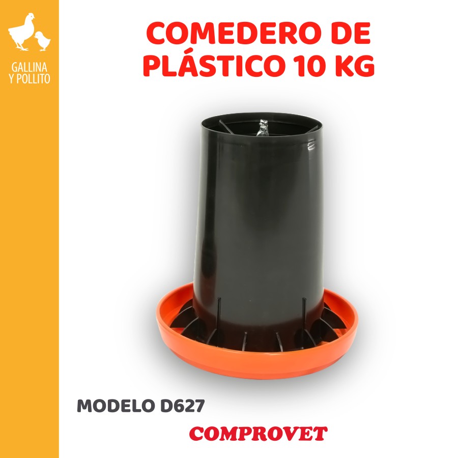 Comedero de tolva de plástico de 10 kg  para 25 engordas o 20 reproducción